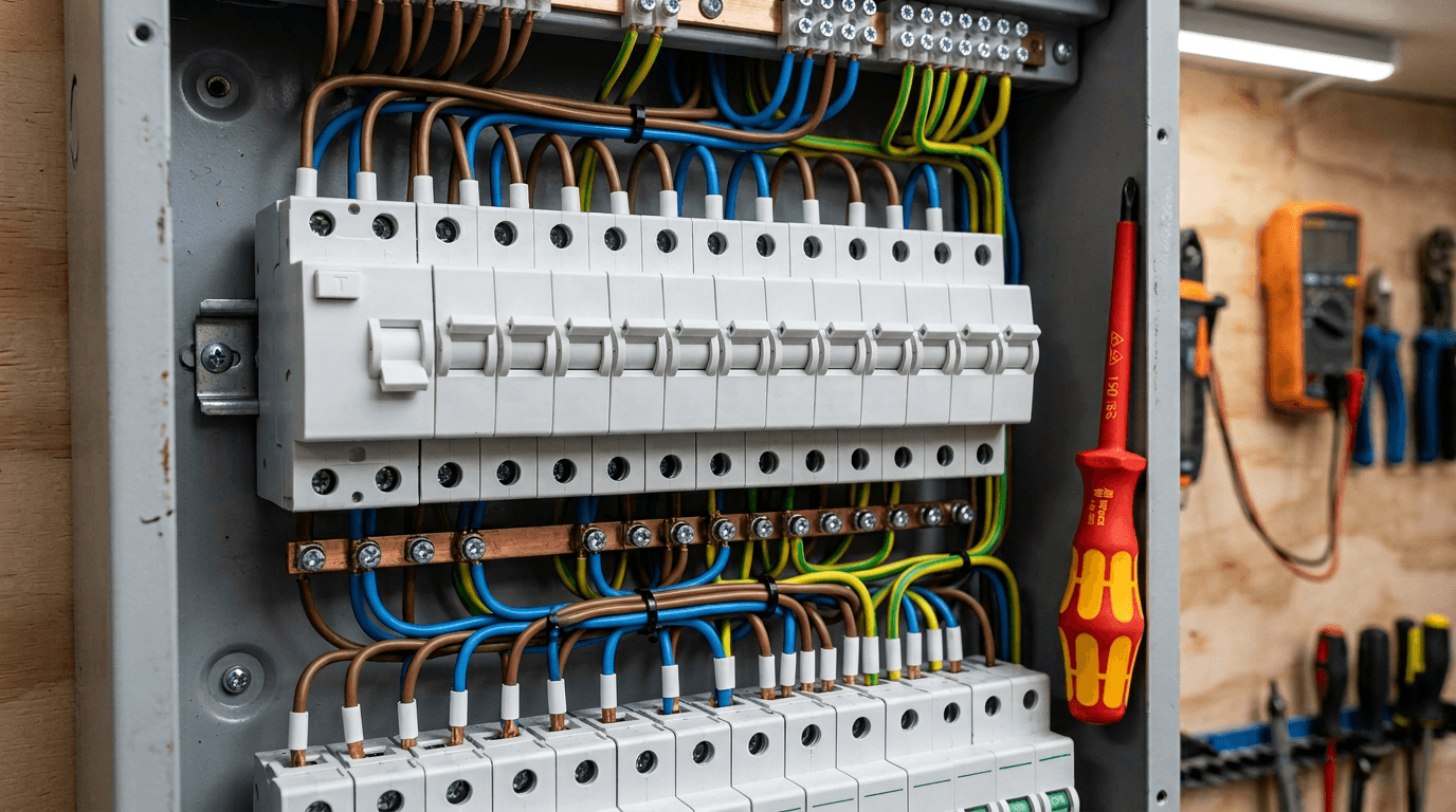 Tablero eléctrico con termomagnéticas y cableado ordenado en Alta Gracia, Córdoba